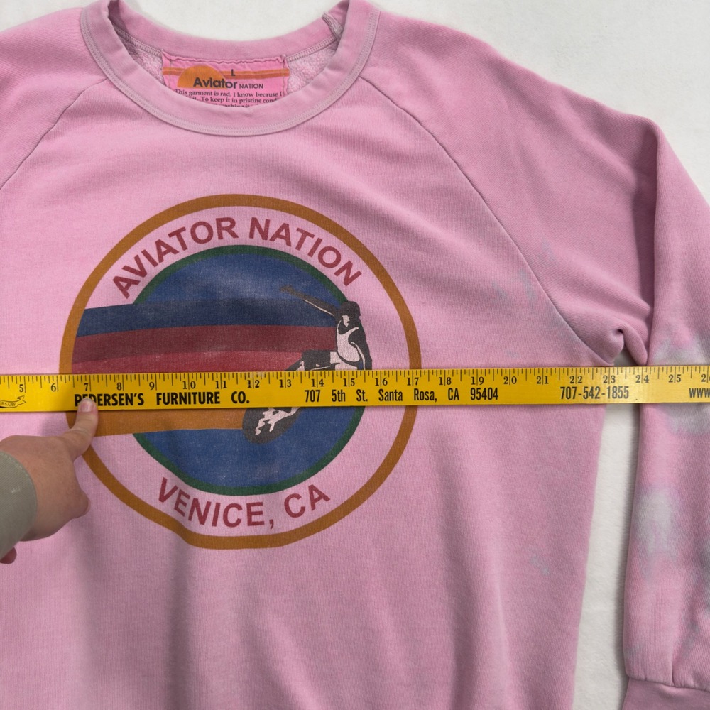 Aviator Nation Crewneck Sweatshirt Womens L Pink Pullover Venice Beach Surfer - Picture 7 of 8